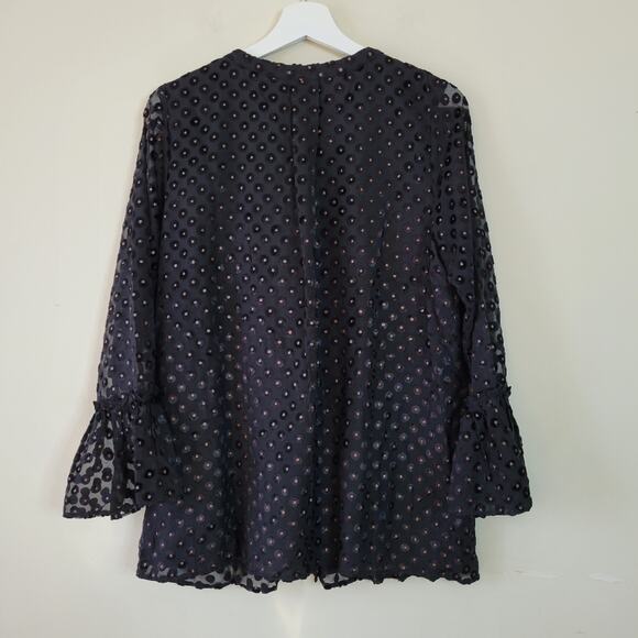 Soft Surroundings Black Velvet Dot Blouse Medium - Picture 6 of 7